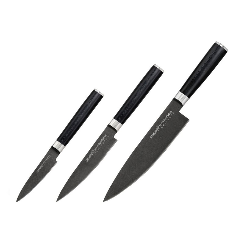 Samura MO-V Stonewash Set 3 Stück, (Kochmesser - Filetmesser-Schälmesser)