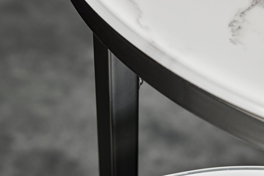 riess-ambiente Beistelltisch ELEGANCE 50cm weiß / schwarz (Set, 2-St), Wohnzimmer · Kristallglas · Metall · rund · Marmor-Dekor · Barock