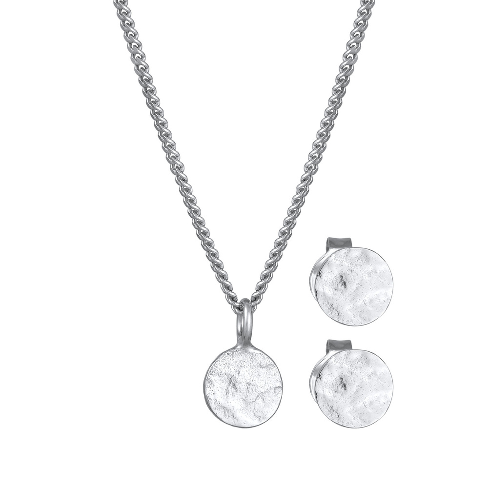 Elli Elli Ensemble de Bijoux Femmes pendentif plaquette set clous d'oreilles en argent Bijoux
