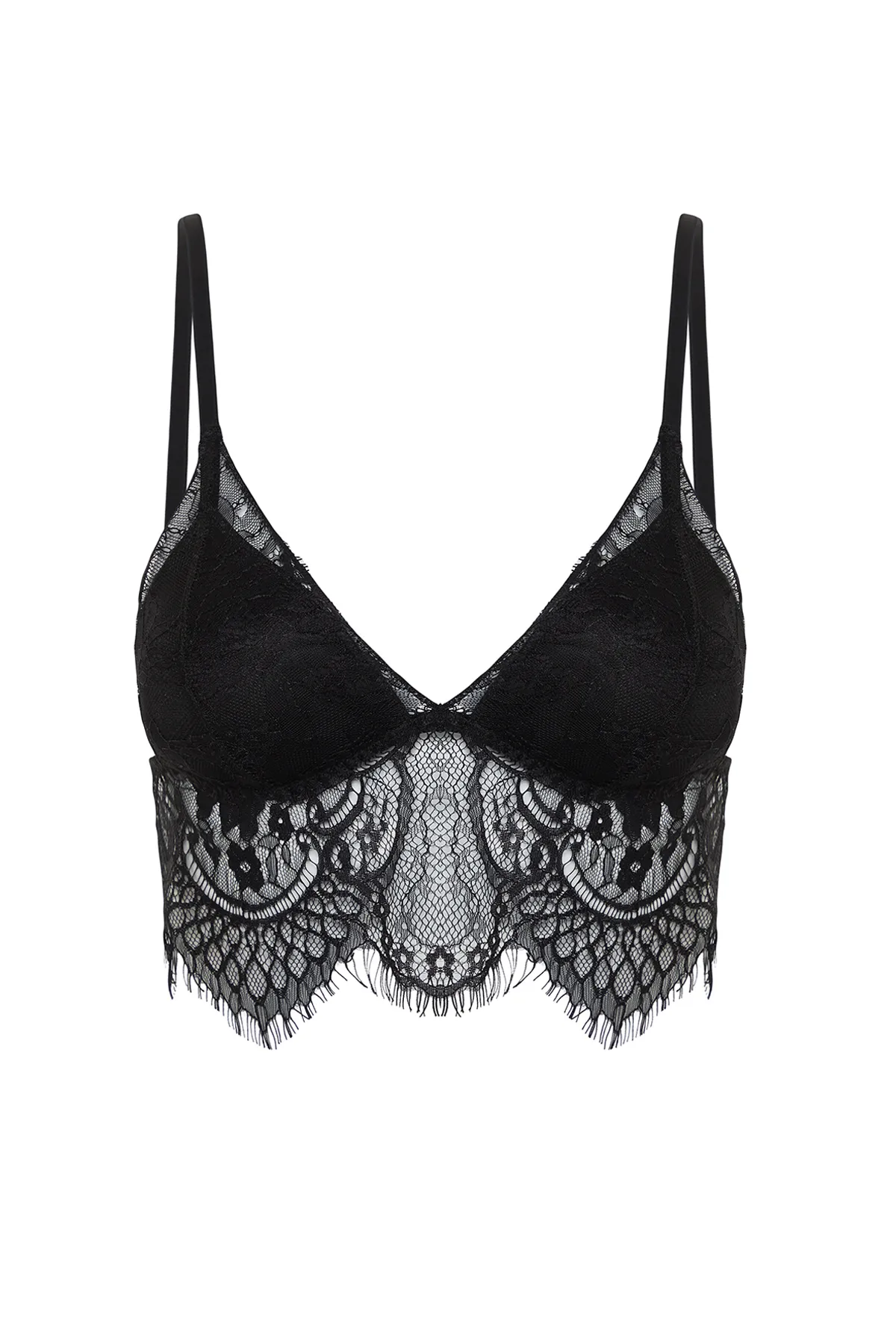 Trendyol Collection  Schwarzer Spitzen-String-Träger-Bustier-Strick-BH THMSS24SU00060