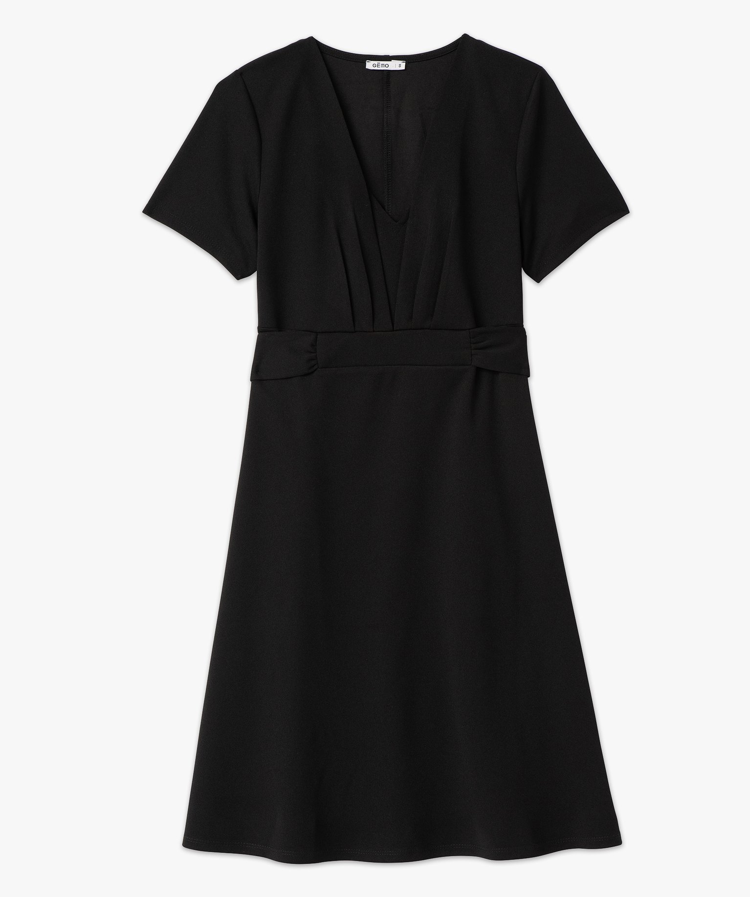 Robe à manches courtes avec décolleté drapé femme noir | GEMO