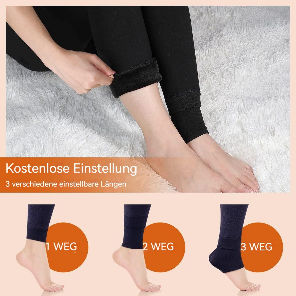 FeelGlad Leggings Gefütterte Leggings Damen,Schwarz Elastischer Bund