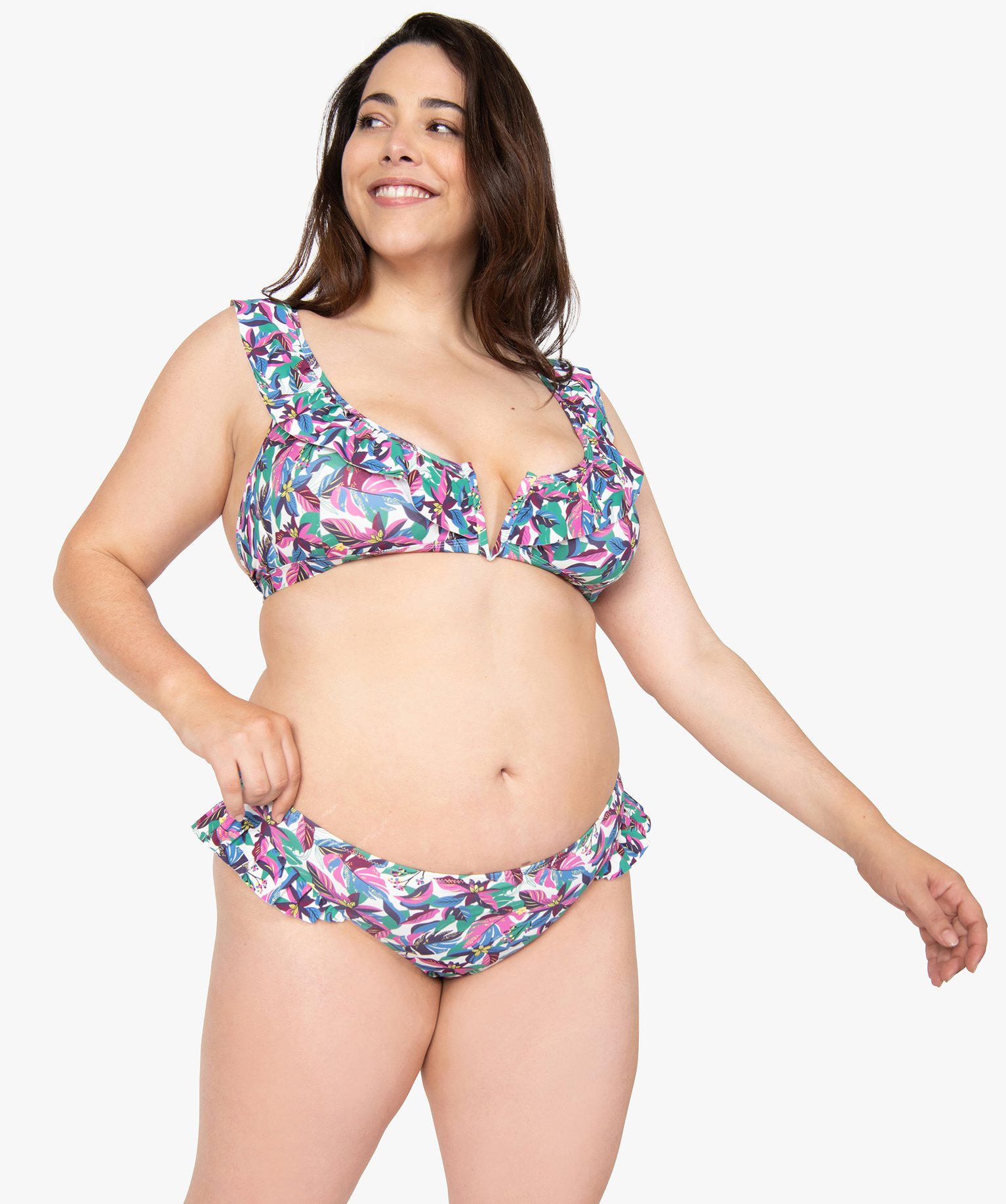 Bas de maillot de bain femme grande taille imprimé avec vol... imprime | GEMO