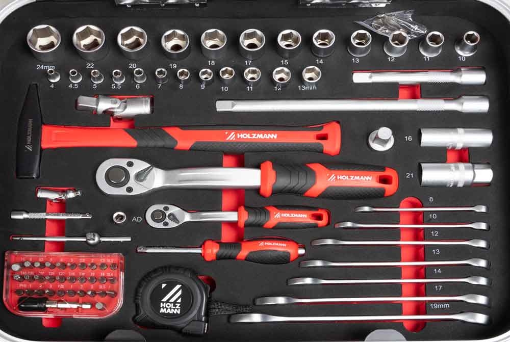 Walizka narzędziowa Holzmann WZK167PRO z wypełnieniem, 167 elementów