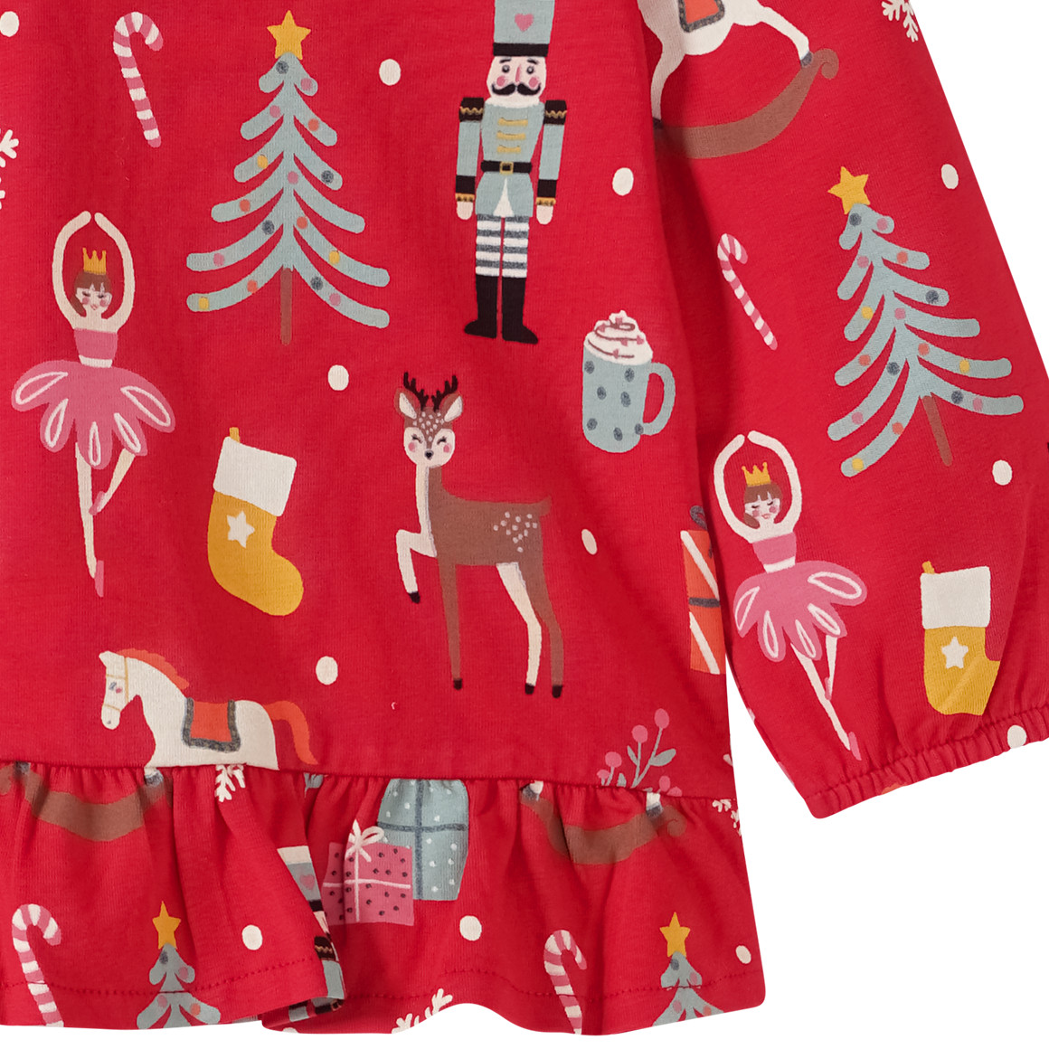 Baby Weihnachtsshirt mit bunten Motiven rot