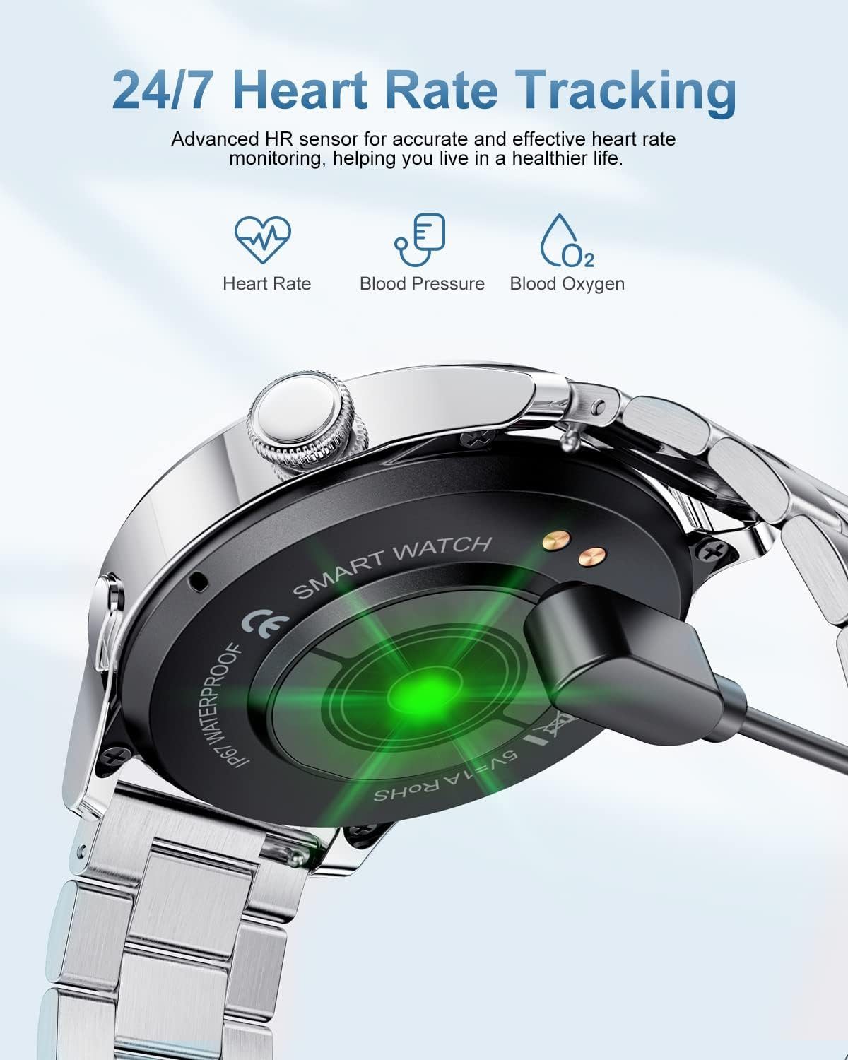 Lige Smartwatch (1,32 Zoll, Android iOS), für Herren mit Bluetooth Telefonfunktion Fitness Tracker Sportuhr