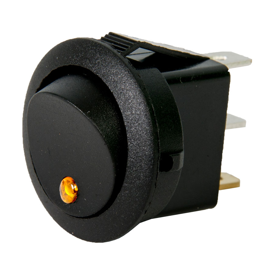 Wippschalter Mini mit gelber Kontroll-LED, 20 mm Einbaudurchmesser, 1 Stück - ATU