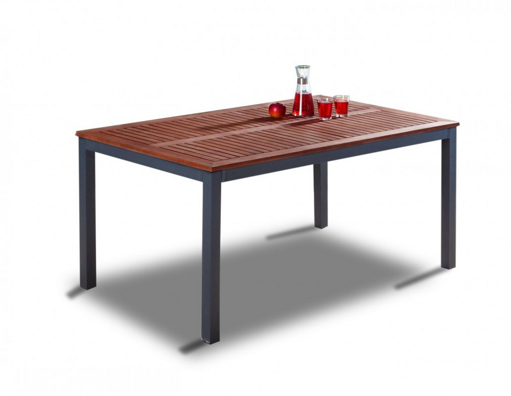 Solax Sunshine Alu-Gartentisch mit Holzplatte GENUA - Braun SE