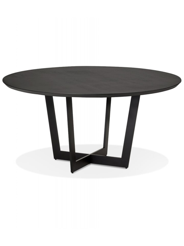 KADIMA DESIGN Runder Esstisch aus Eschenholz mit Metallbeinen | Modern in Schwarz günstig kaufen