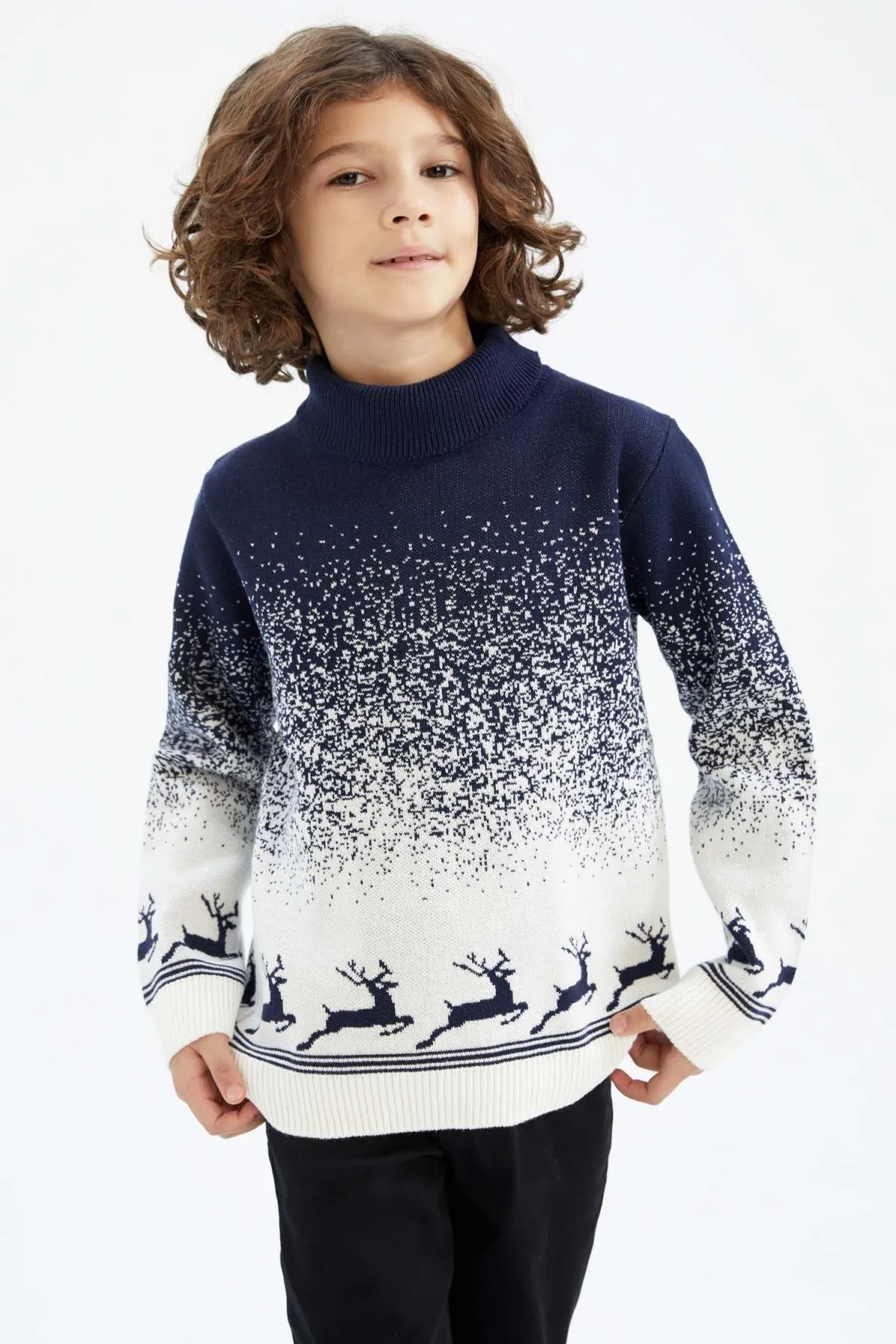 DeFacto  Rollkragenpullover mit Weihnachtsmotiv für Jungen