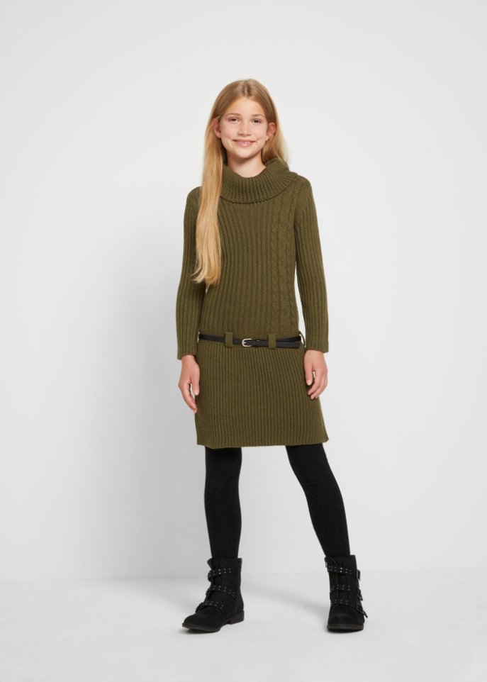 Mädchen Strickkleid mit Gürtel (2-tlg. Set)