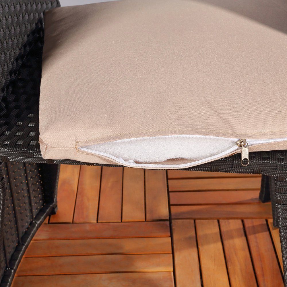 Melko Gartenlounge-Set Gartenmöbel Sitzgarnitur Essgruppe 3er Set Tisch&2 Stühle Polyrattan, (Set, 4-tlg), Beansprucht wenig Platz