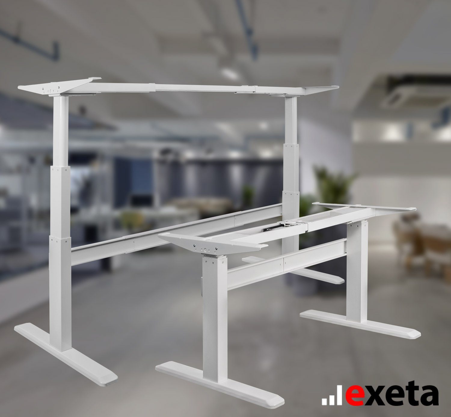 exeta Schreibtisch Exeta ergoPRO Elektrisch höhenverstellbarer Schreibtisch mit 2 Motoren, elektrische Höhenverstellung von 63cm bis 125cm,flexible Gestellbreite