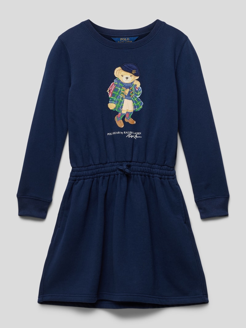 Minikleid mit Label-Print in marineblau