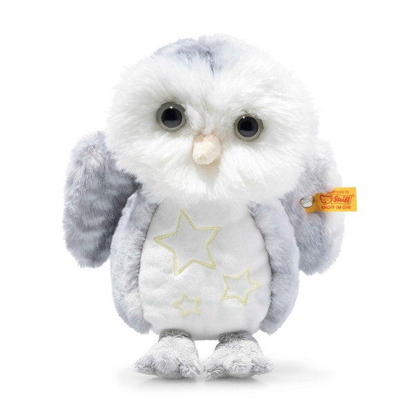 Light at Night Wittie Eule, 19 cm, hellgrau