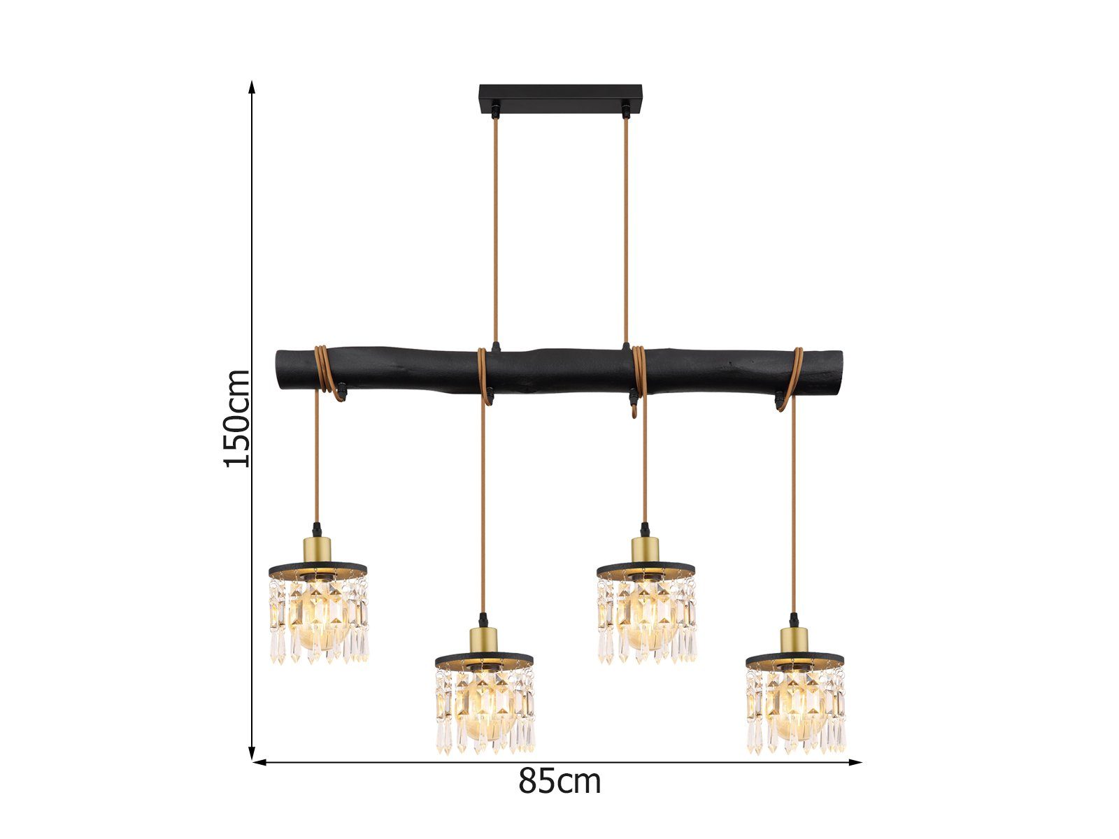 meineWunschleuchte LED Pendelleuchte, LED wechselbar, warmweiß, ausgefallene Designer Holzbalken Lampe für übern Esstisch hängend 85cm