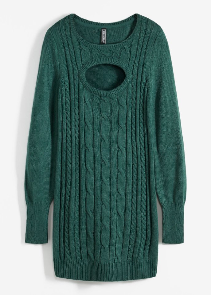 Kurzes Strickkleid mit Cable Knit und Cut-Out
