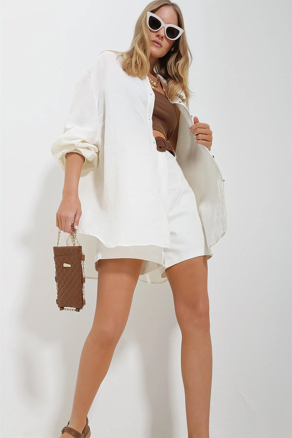 Trend Alaçatı Stili  Hemd - Beige - Regular Fit