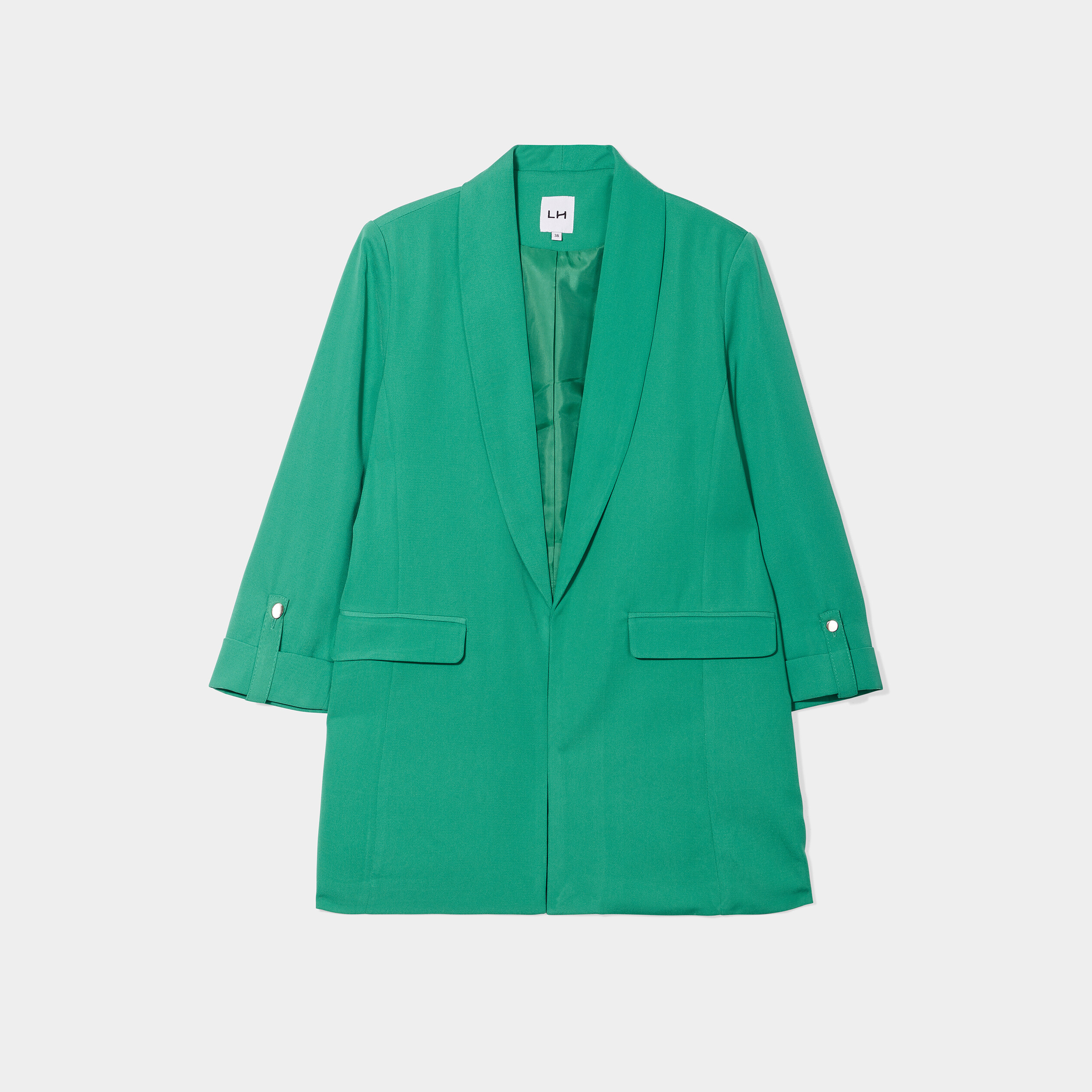 Veste blazer manches 3 4 droite vert émeraude femme | La Halle
