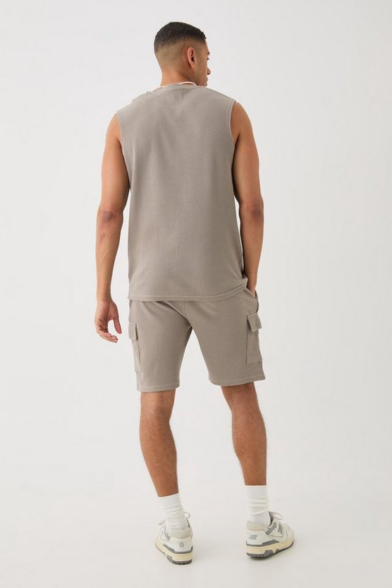 Slim-Fit Cargo-Shorts in Waffeloptik