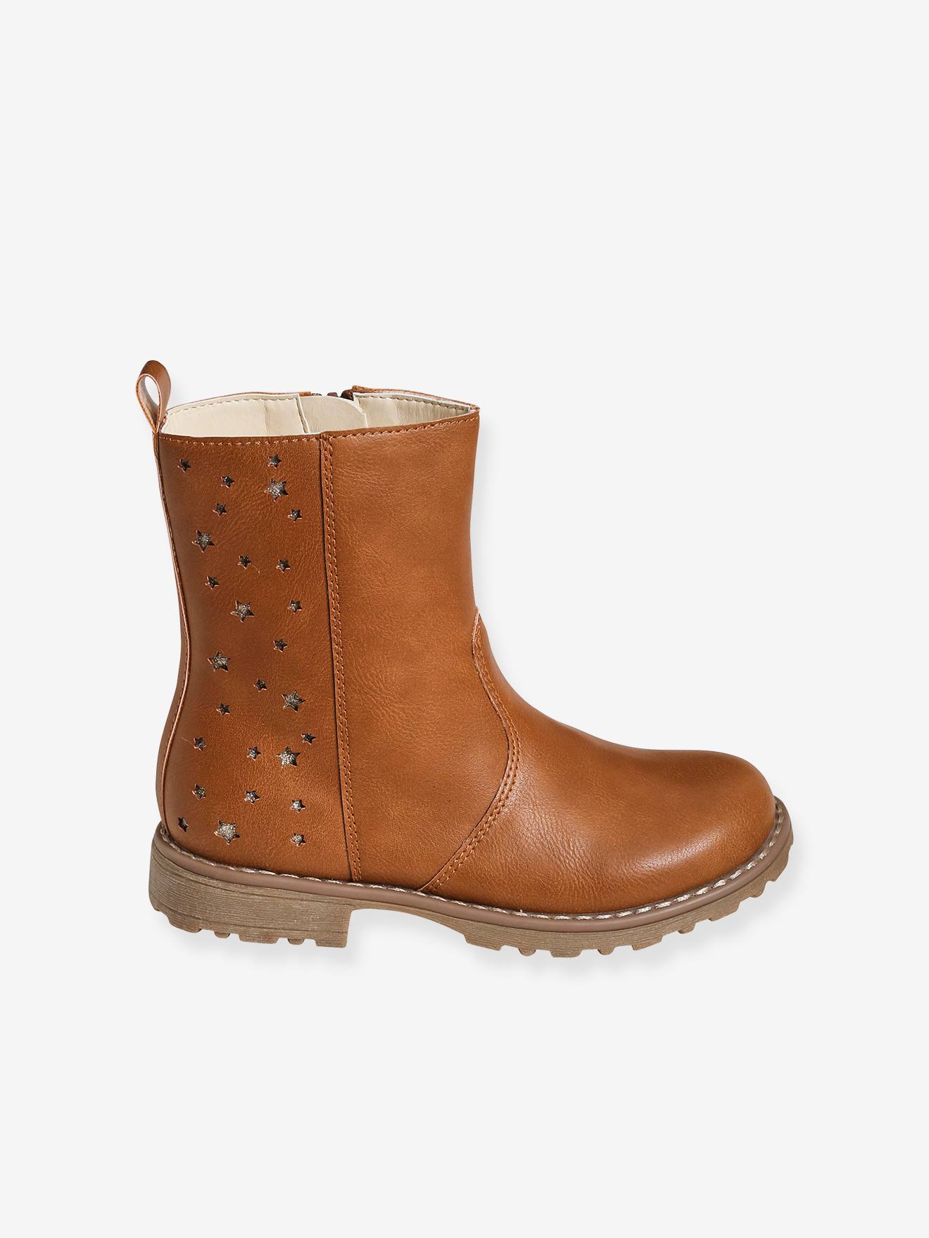 Bottes fantaisie fourrées fille marron