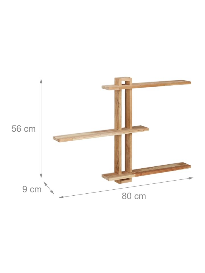 relaxdays Wandregal in Natur - (B)80 x (H)56 x (T)9 cm günstig kaufen onesize