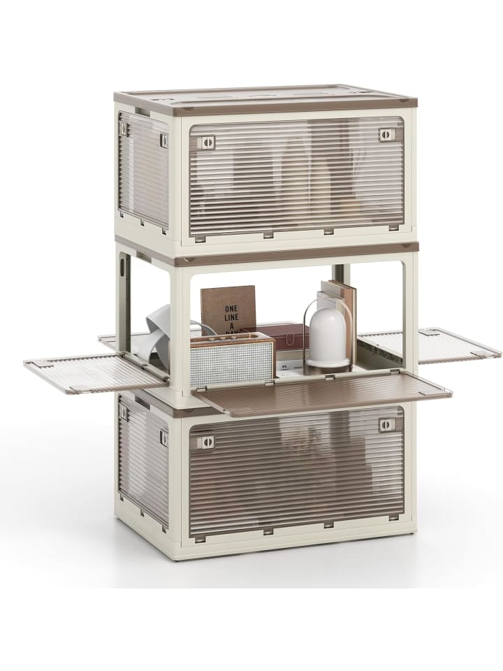 COSTWAY 98L 3er Set Aufbewahrungsbox faltbar in Beige günstig kaufen onesize