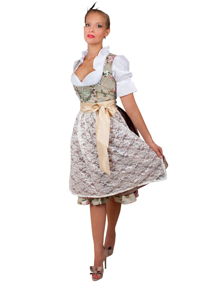 Edelnice Midi Dirndl 2-teilig in creme, grün günstig kaufen