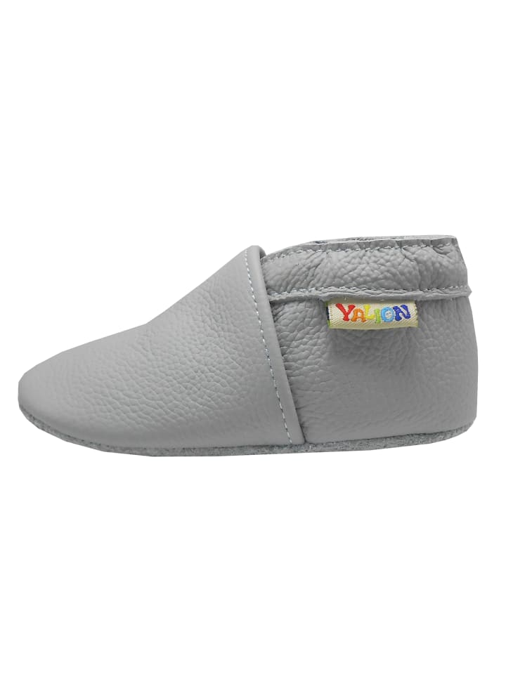 Yalion Leder-Krabbelschuhe in Hellgrau günstig kaufen