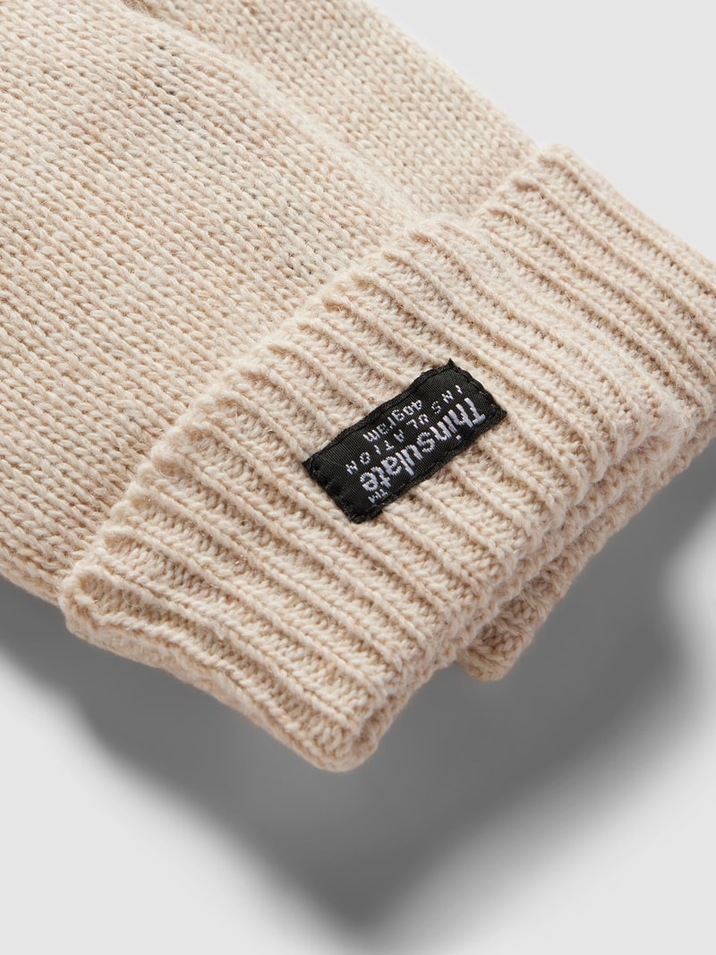 Handschuhe aus Wolle mit breitem Umschlag in beige