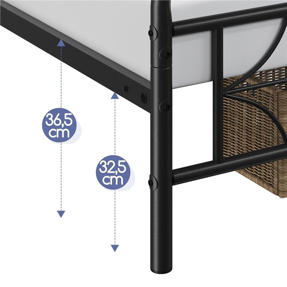 Yaheetech Metallbett, Bettgestell mit Kopfteil & Fußteil, Einzelbett/ Doppelbett Jugendbett