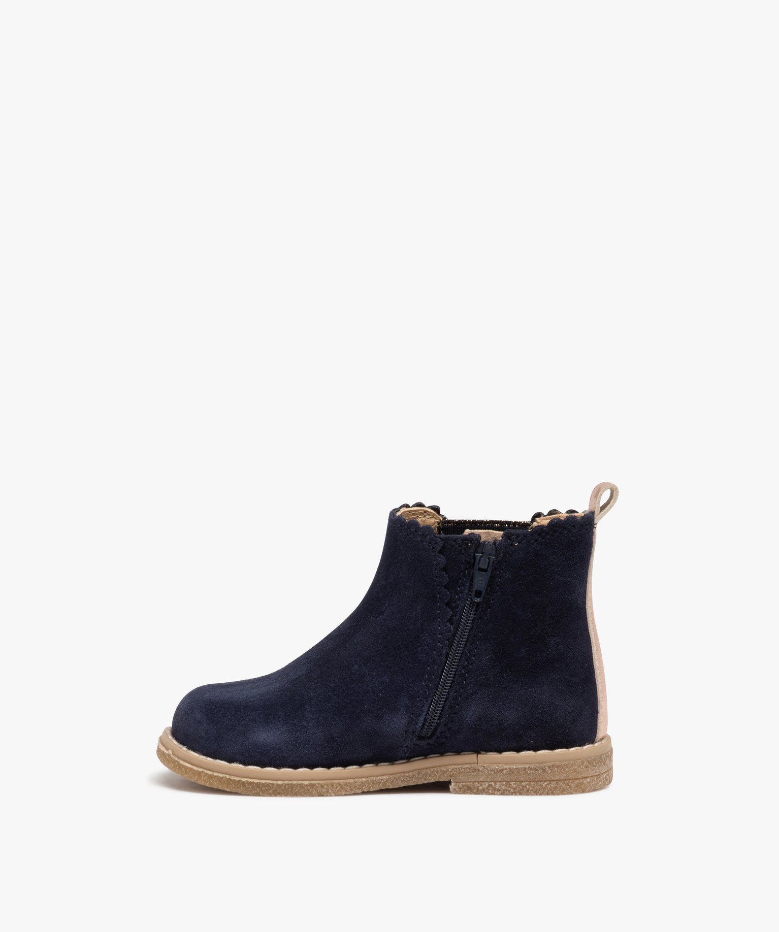 Chaussures en cuir velours avec détails cuivrés bébé fil... marine | GEMO
