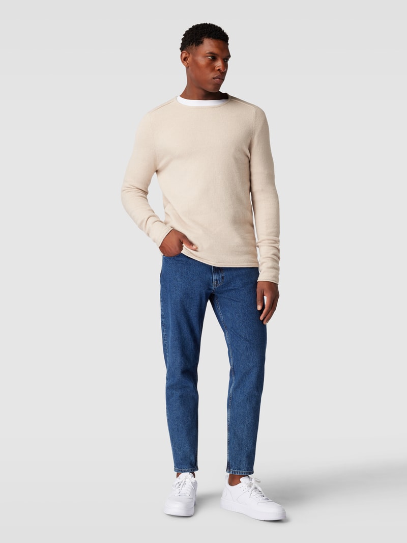Strickpullover in unifarbenem Design Modell 'RIKONO' in offwhite