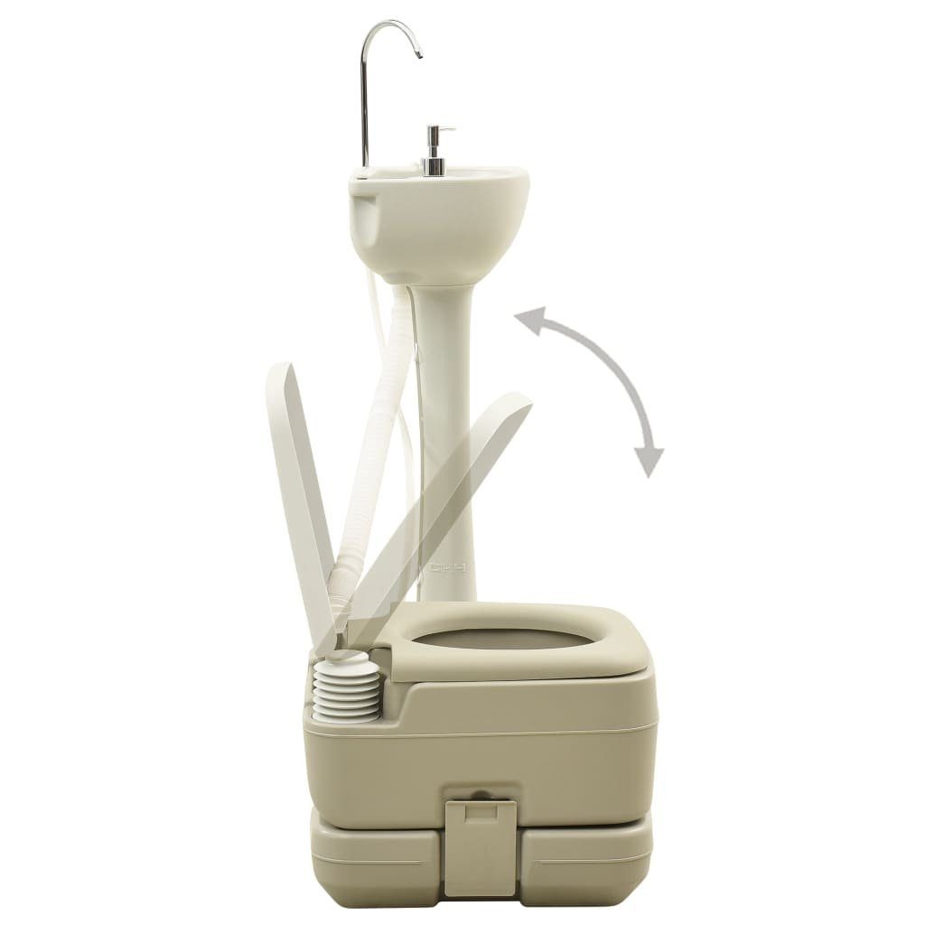 vidaXL Campingtoilette Campingtoilette 10 10L und Handwaschbecken 20L Set Tragbar Grau