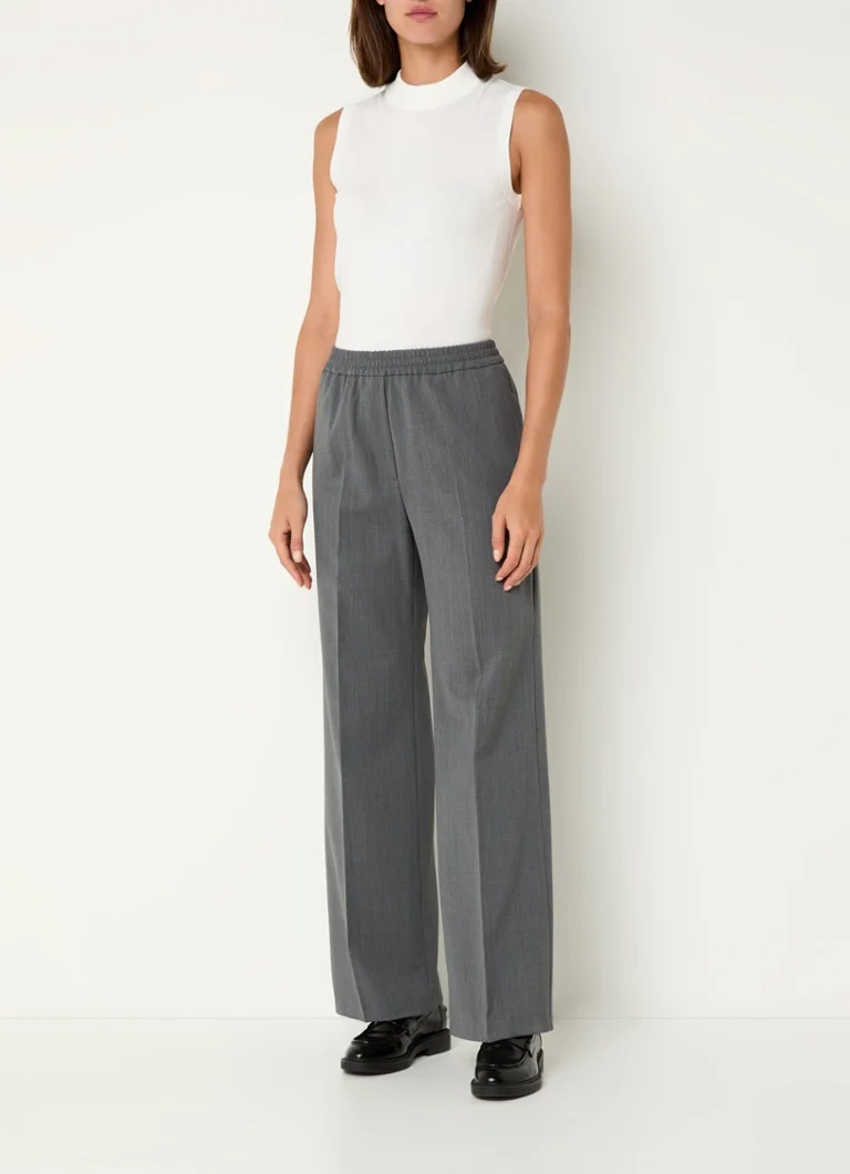 Pantaloni MaxMara Petra cu talie înaltă și picioare drepte, confecționați dintr-un amestec de lână.