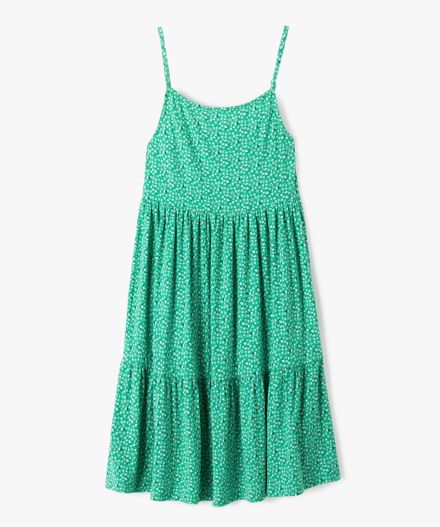Robe fille imprimée à fines bretelles vert | GEMO