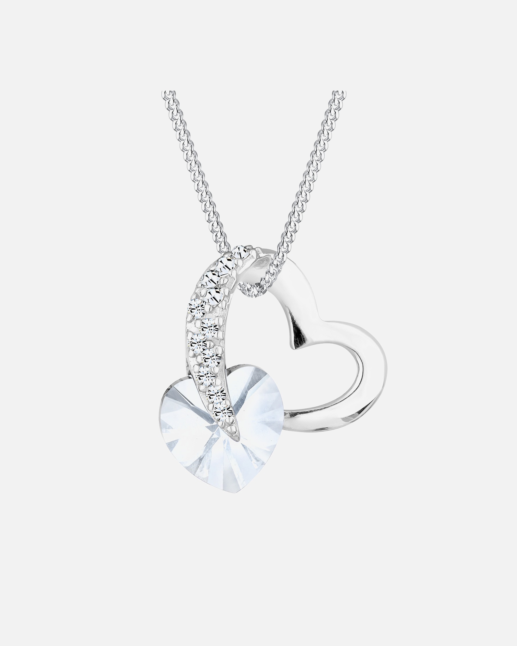 Elli Women's Glamorous Heart with Crystal in 925 Sterling Silver