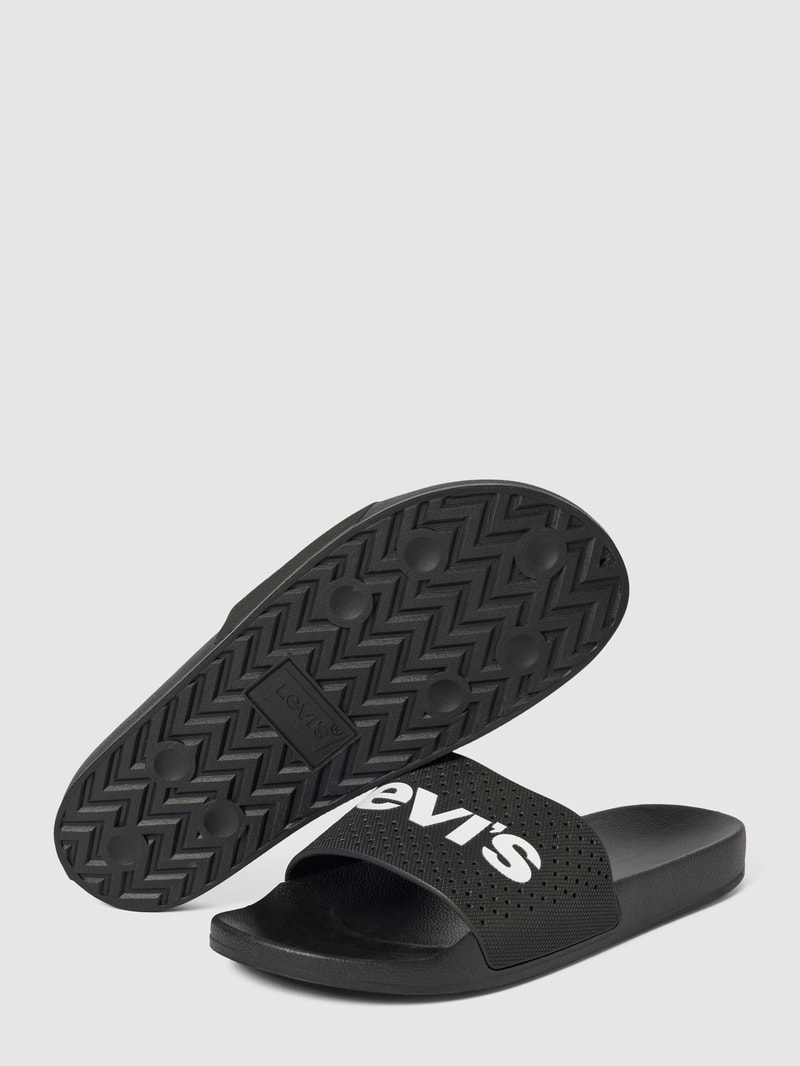 Slides mit Label-Print Modell 'JUNE' in schwarz