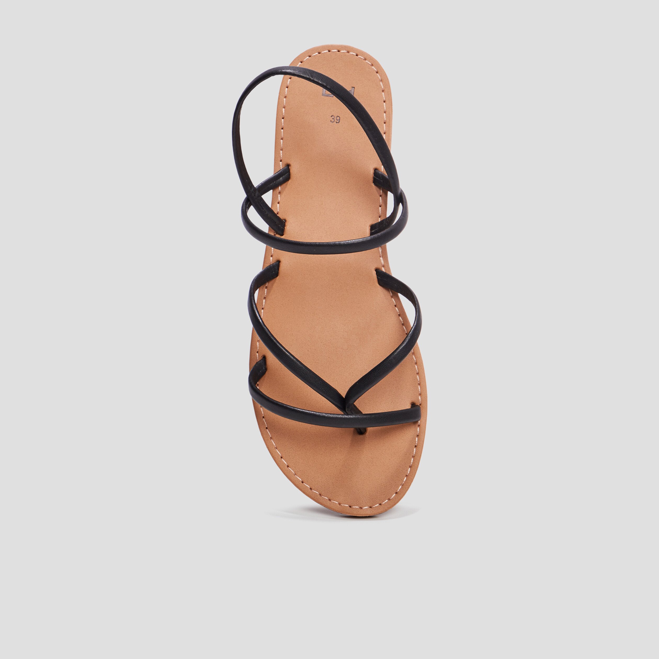 Sandales plates noir femme | La Halle