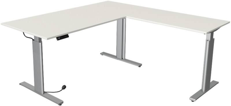 Kerkmann Move 3 L-förmig Elektrisch Höhenverstellbar Sitz-Stehschreibtisch Silber, Weiß 1.800 x 1.800 x 1.200 mm