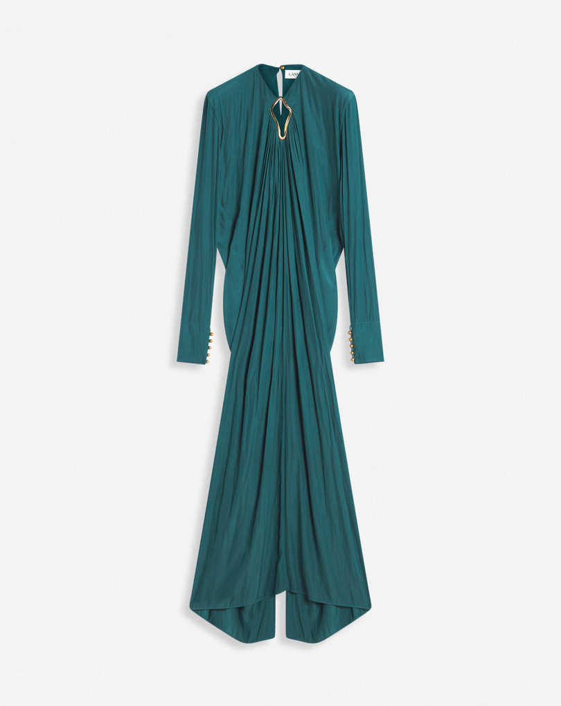 ROBE DRAPÉE À MANCHES LONGUES