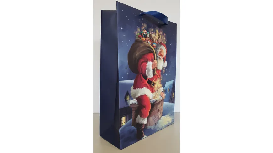 Geschenktüte Santa mit Geschenken gross 42x30x12cm