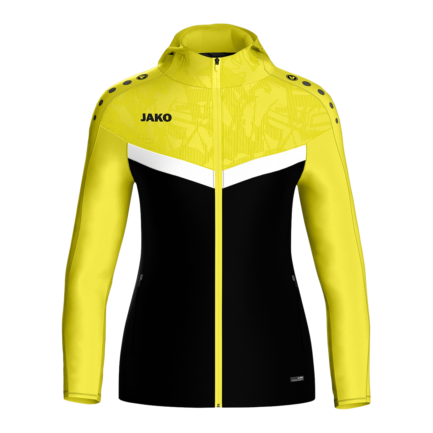 JAKO Iconic Kapuzenjacke Damen Schwarz Gelb F808