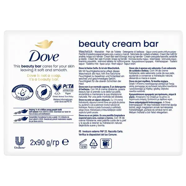 Dove Original Beauty kremno milo v prahu, 2 kosa