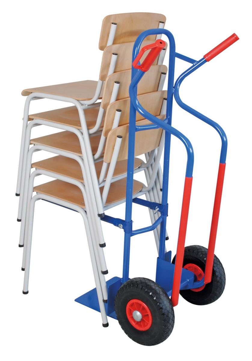 BRB Stuhl-Stapelkarre mit pannensicheren Reifen, blau