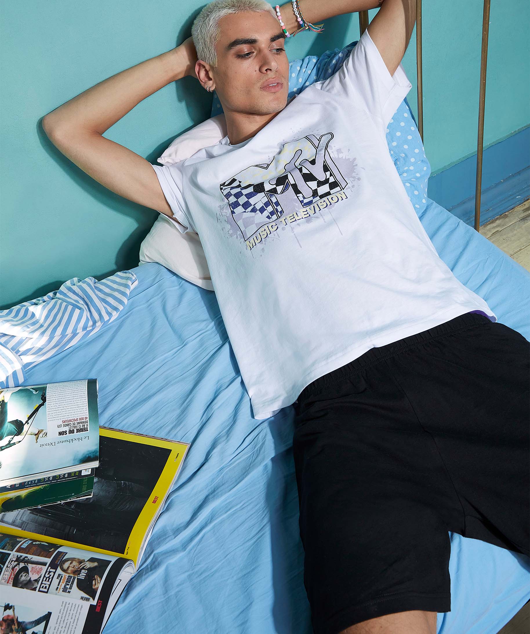 Pyjashort homme bicolore - MTV blanc | GEMO