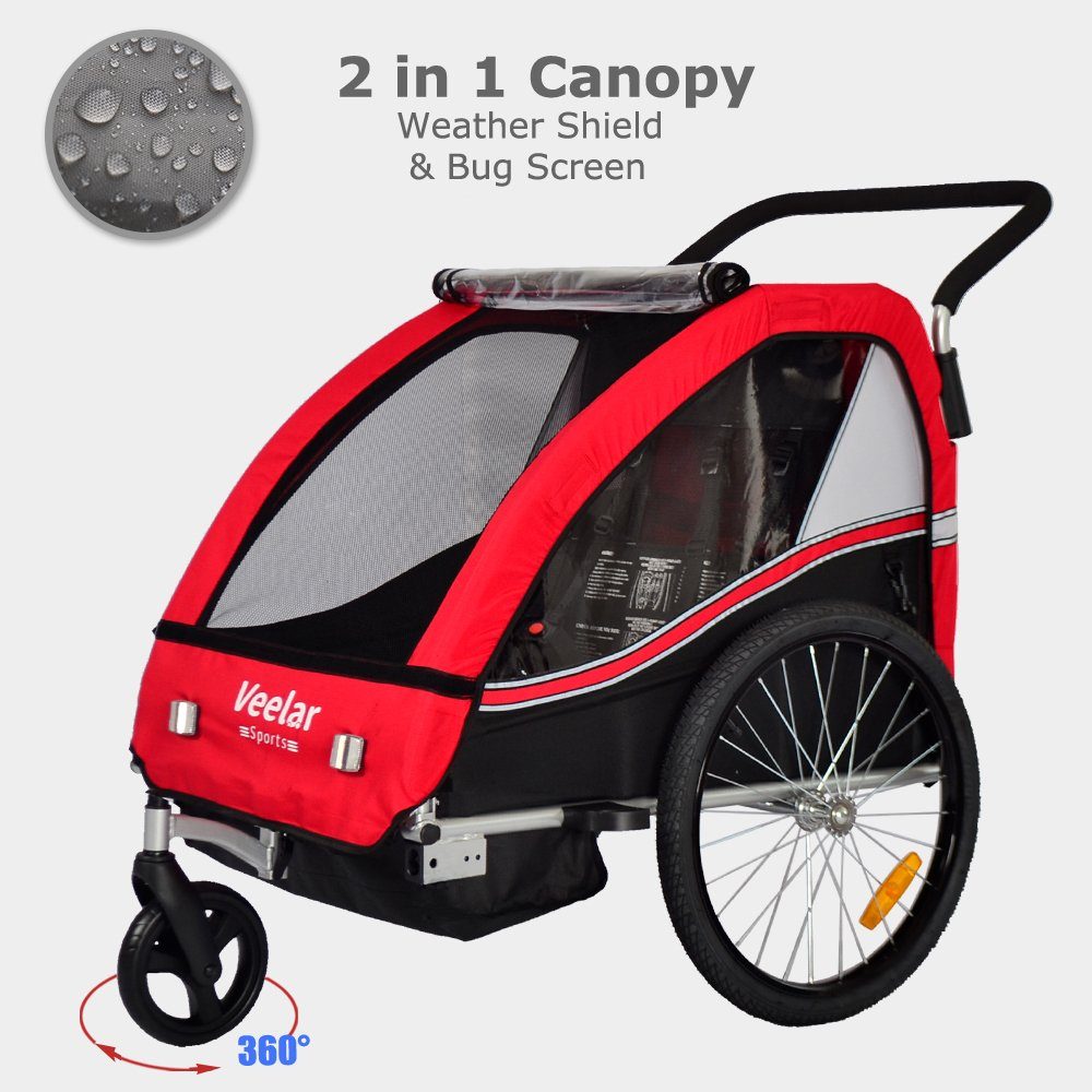 TIGGO Fahrradkinderanhänger TIGGO VS Kinderfahrradanhänger 2 in 1 Kinderanhänger Fahrradanhänger Anhänger mit Jogger Set, für 1-2 Kinder geeignet