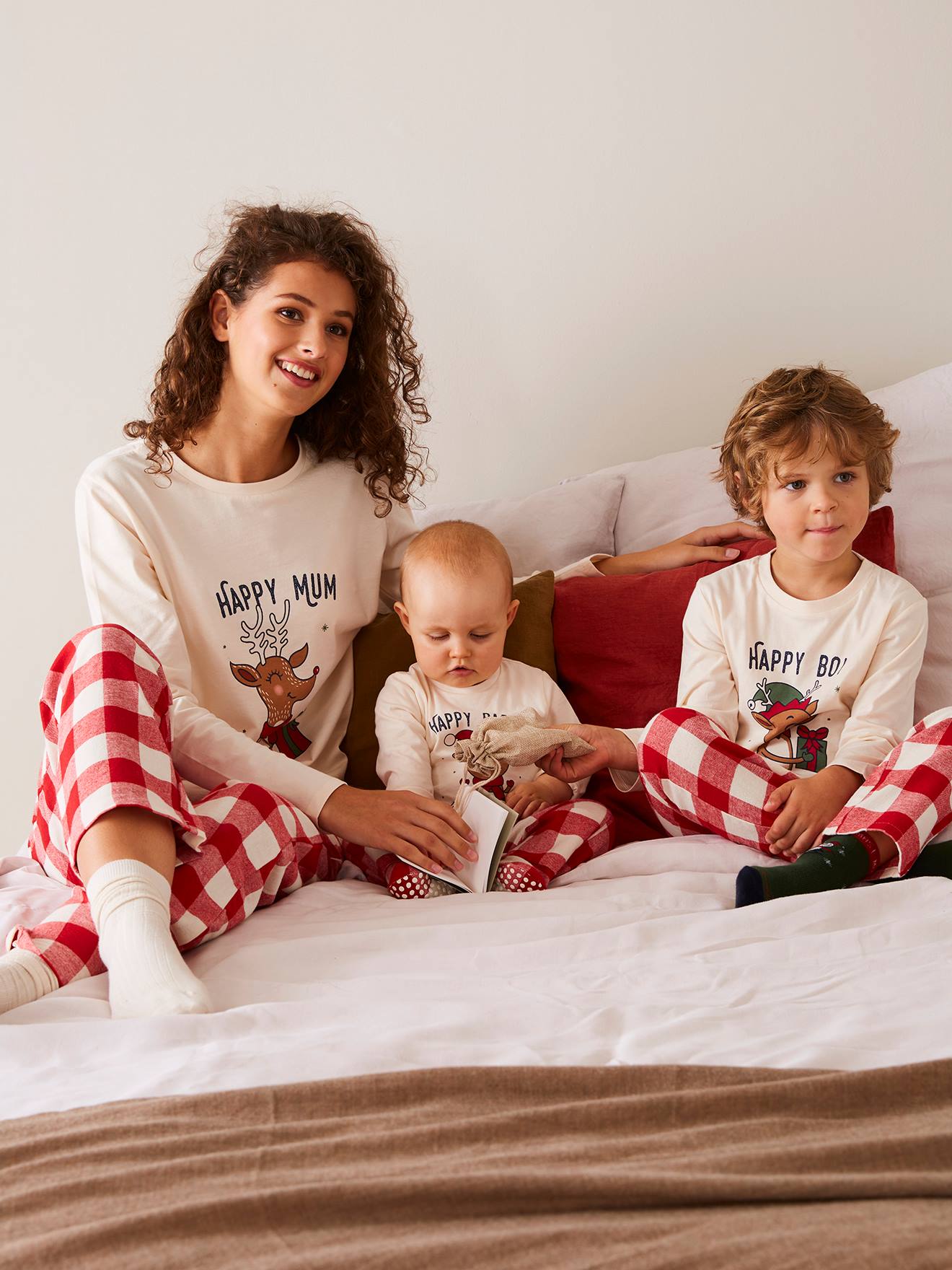 Vertbaudet Damen Weihnachts-Schlafanzug Capsule Collection FAMILY FIRST - wollweiß