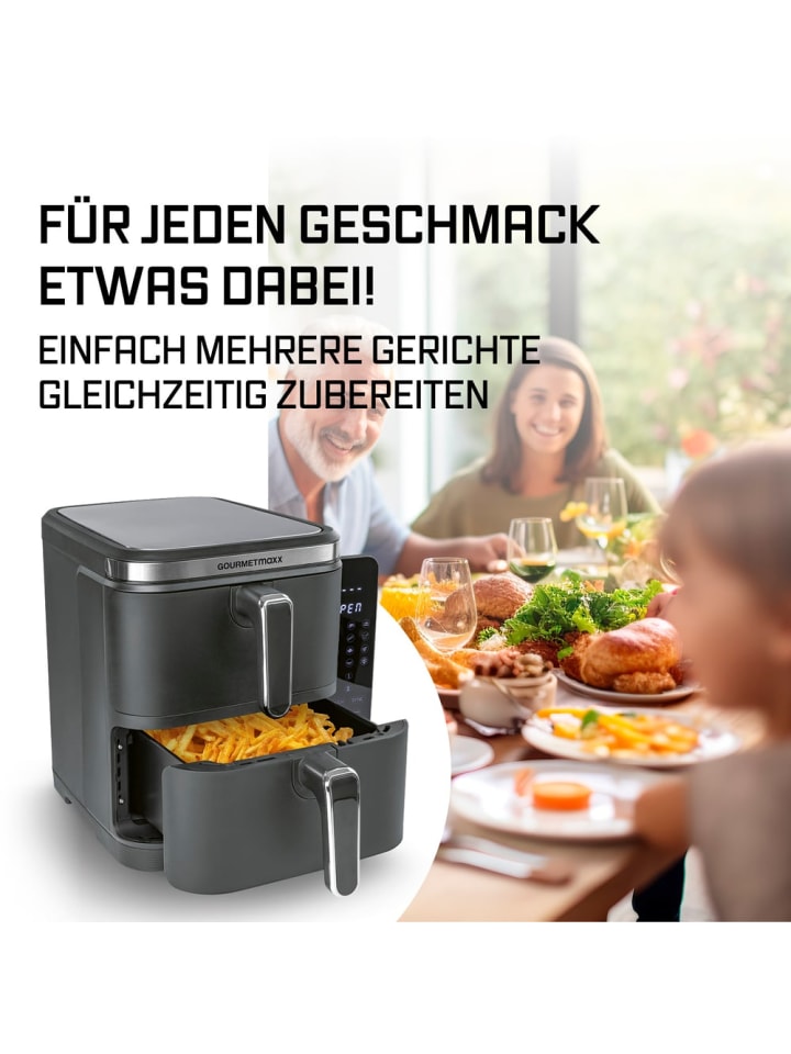 Gourmetmaxx GOURMETmaxx FryUp Vertikale Doppelkammer-Heißluftfritteuse - 10 L - 2800 Watt günstig kaufen onesize