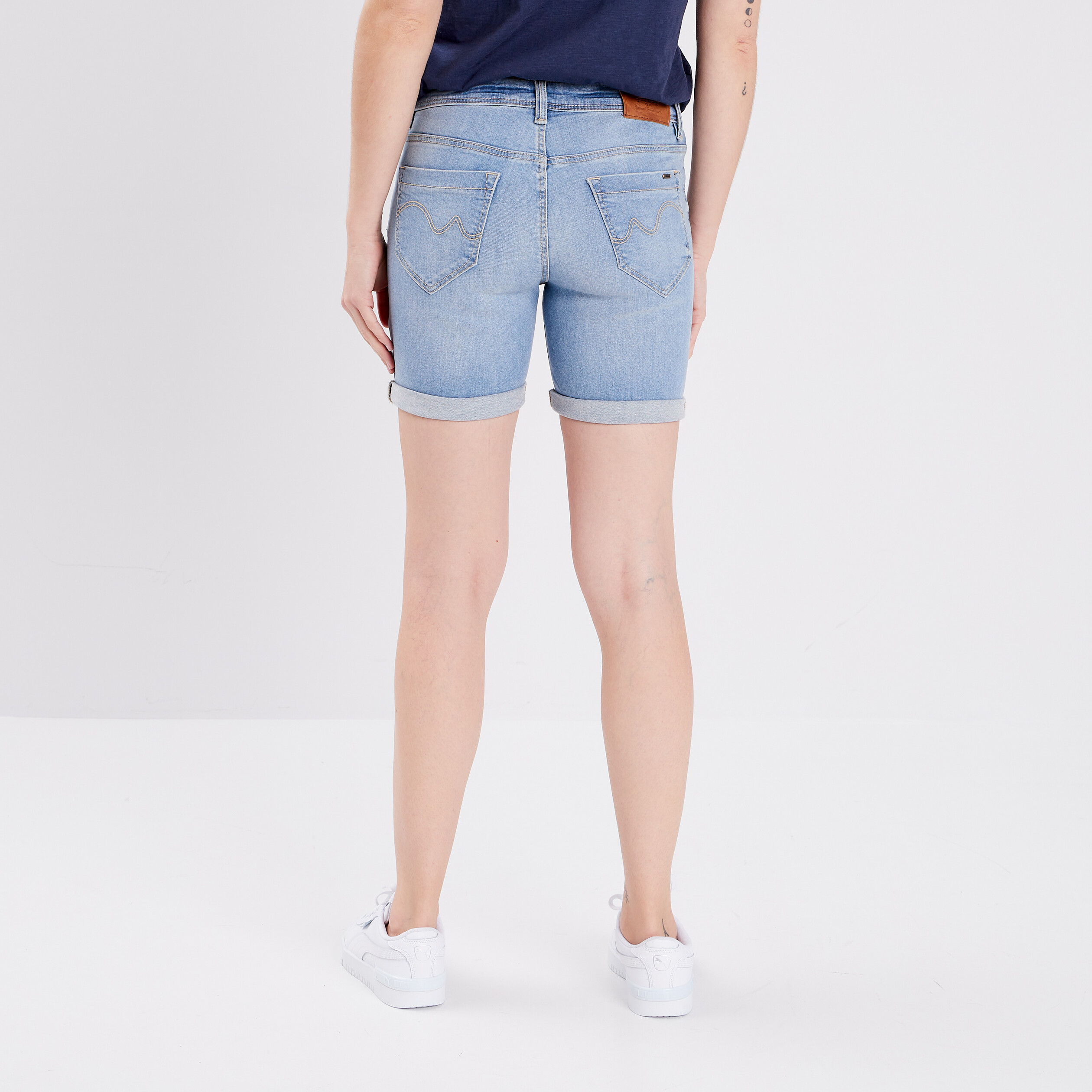 Short slim en jean délavé denim triple stone femme | La Halle
